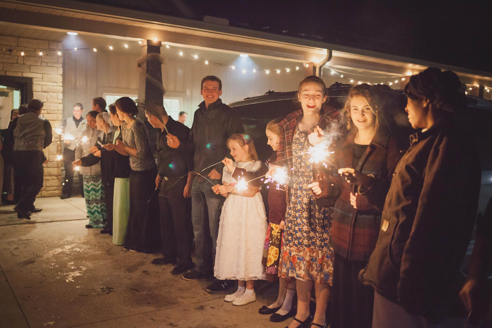 Wedding Sparkler Exit at Kidron Community Park