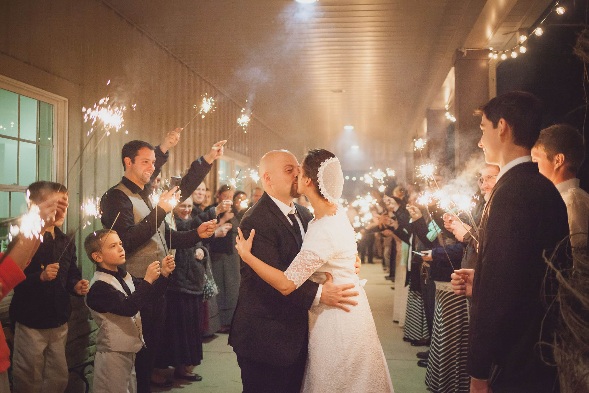 Wedding Sparkler Exit at Kidron Community Park