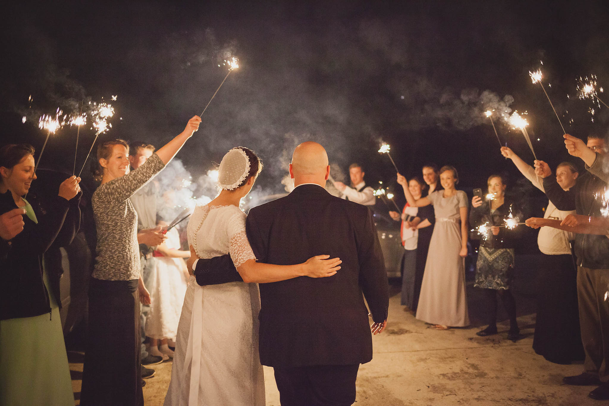 Wedding Sparkler Exit at Kidron Community Park