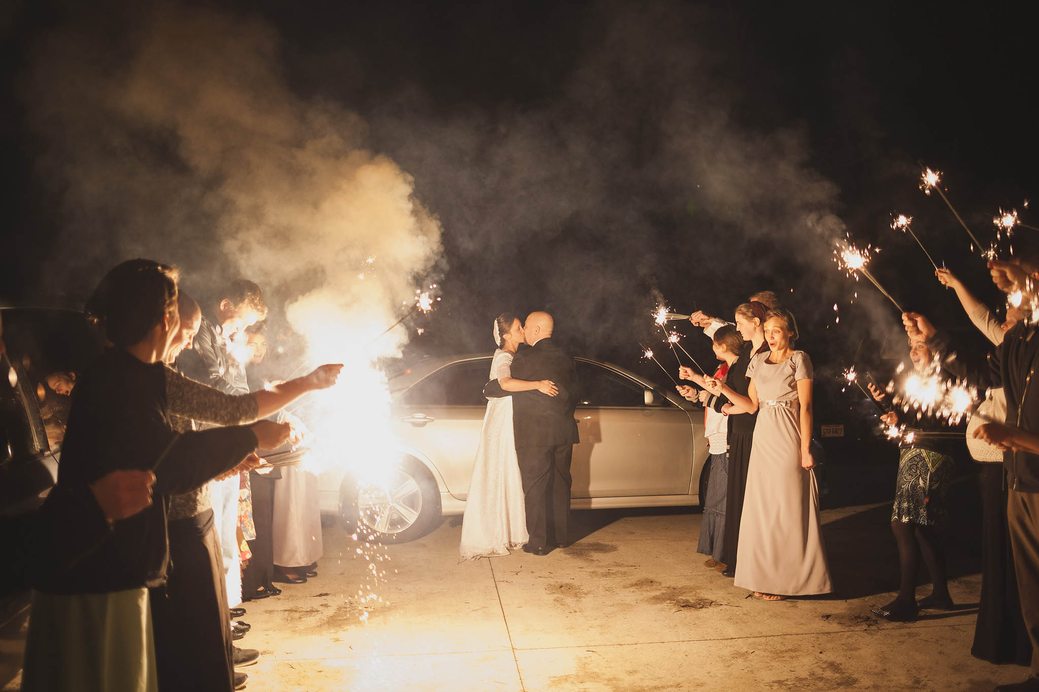 Wedding Sparkler Exit at Kidron Community Park